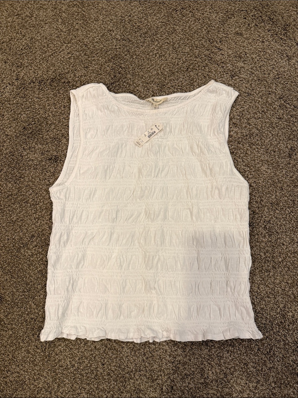 Madewell White Textured Sleeveless Tank